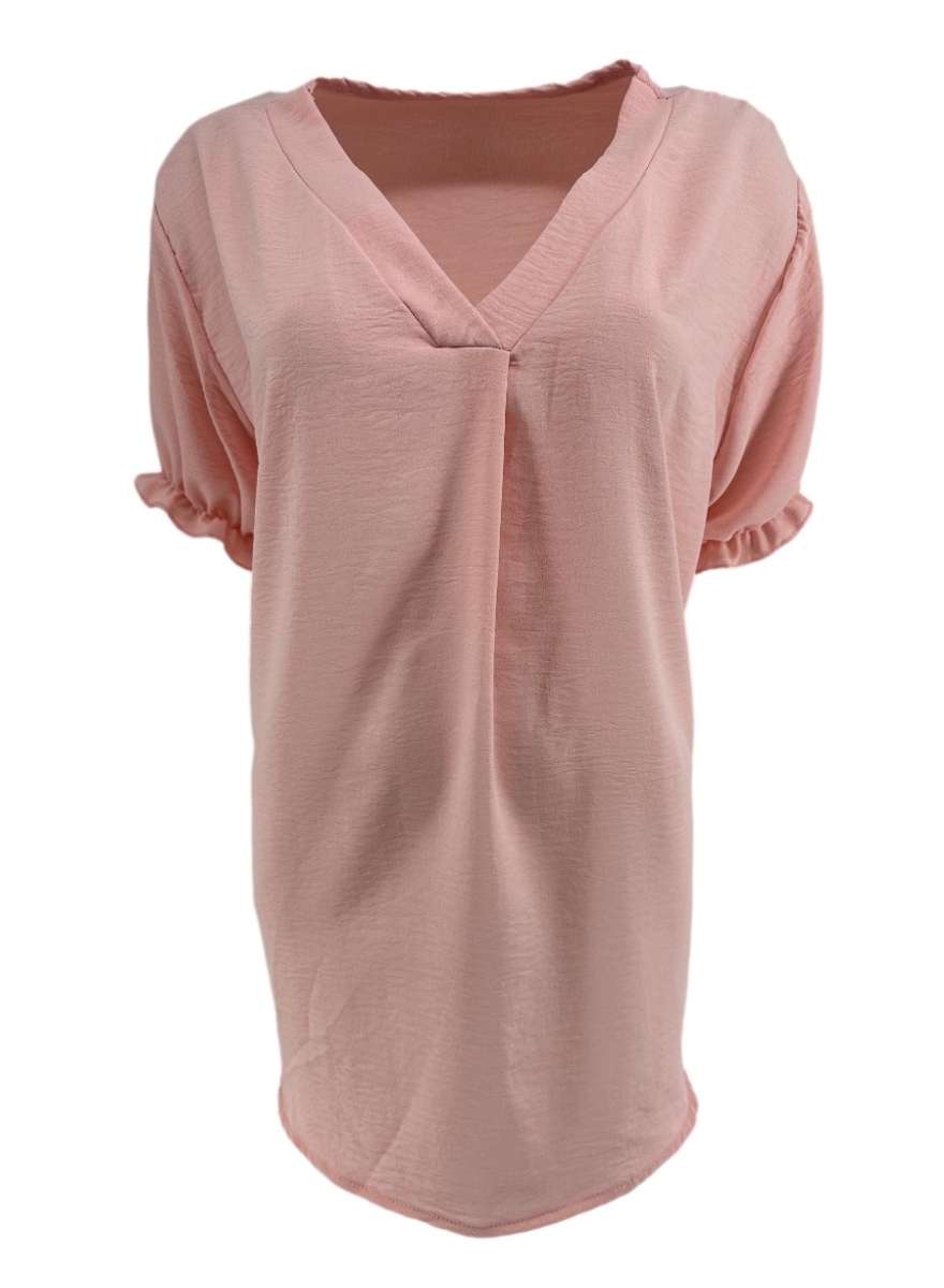 Blouse met elastieke ruffle mouw Liv licht roze (tkd)