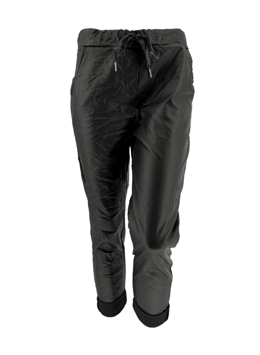 Leather-look jogg-jeans Salina zwart SALE