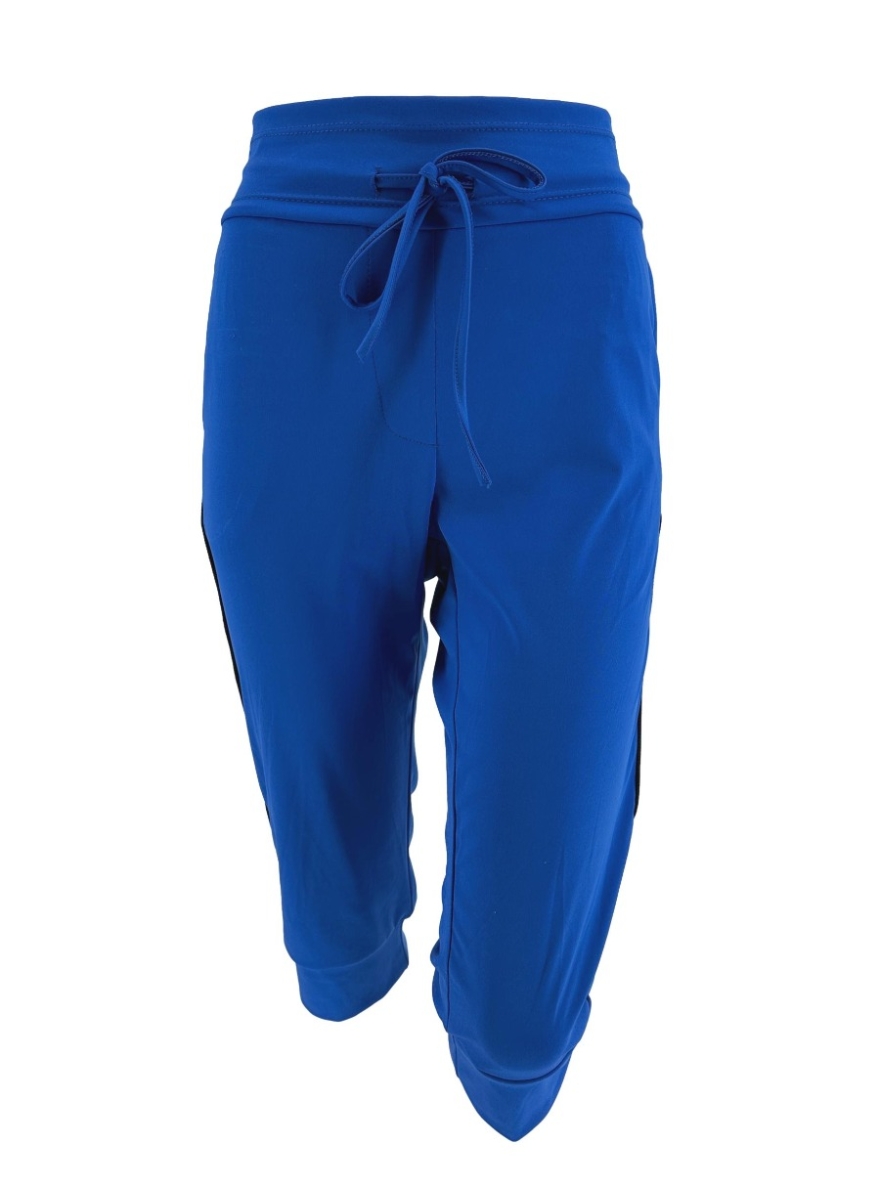 Capri travelstof broek met KABEL biesje Loulou kobalt. btsb