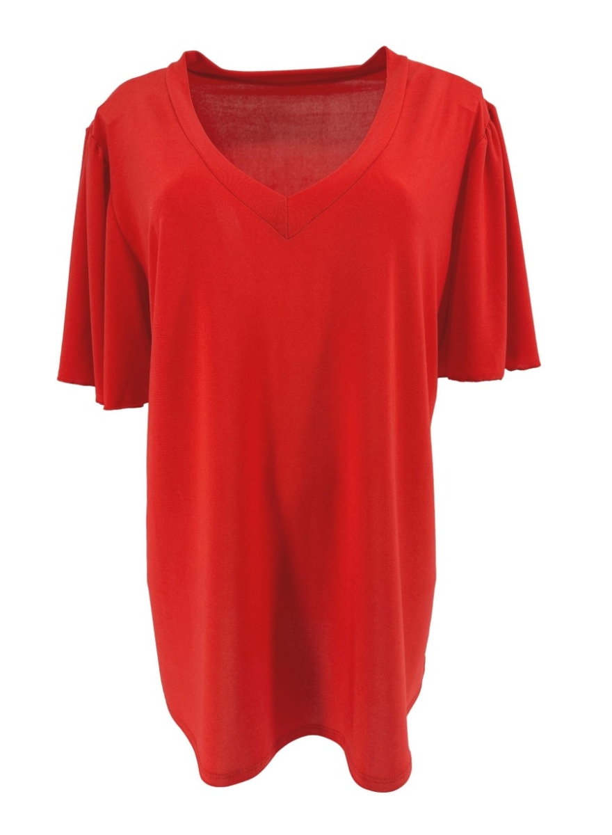Travelstof shirt met v-hals Charlotte uni rood CRS