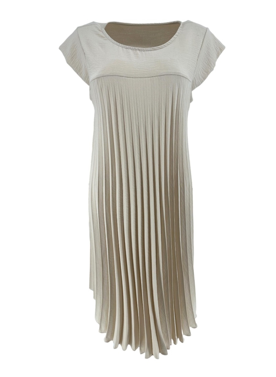 Jurk/tuniek met korte mouw en plisse Kloontje beige