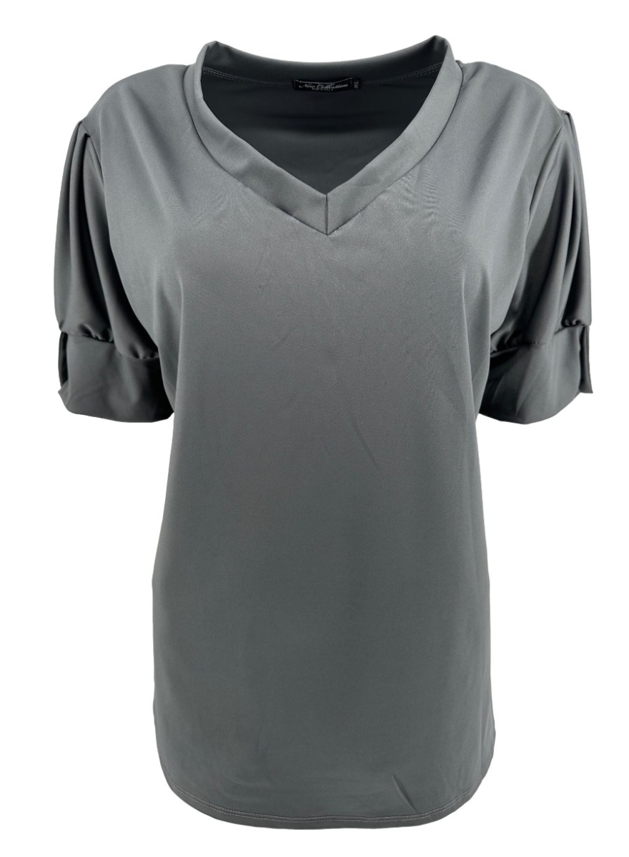 Travelstof shirt met knoopjes aan de mouw Winnie antraciet  ttsb