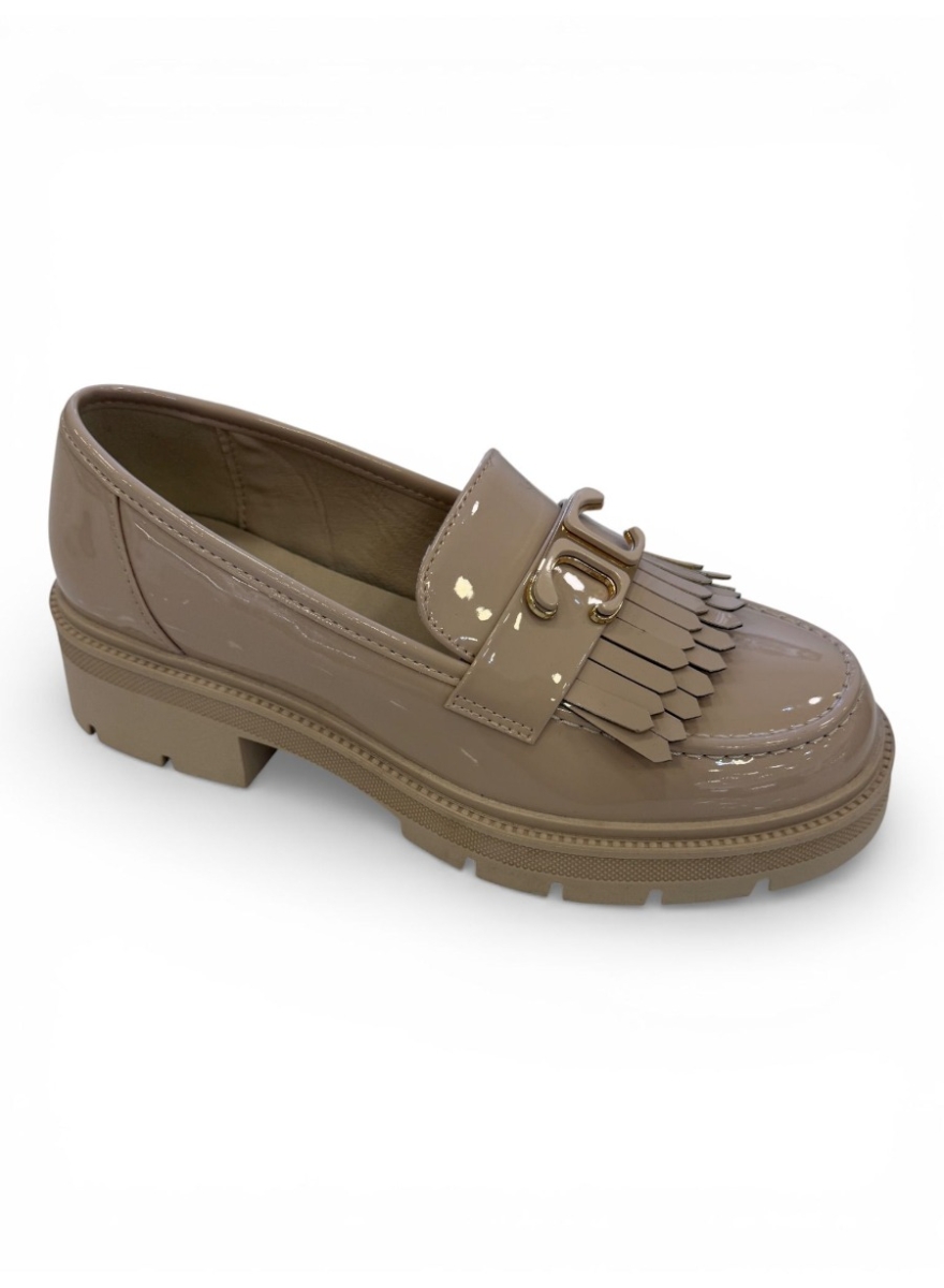 Chuncky loafer met franjes nude (XJ-1003)
