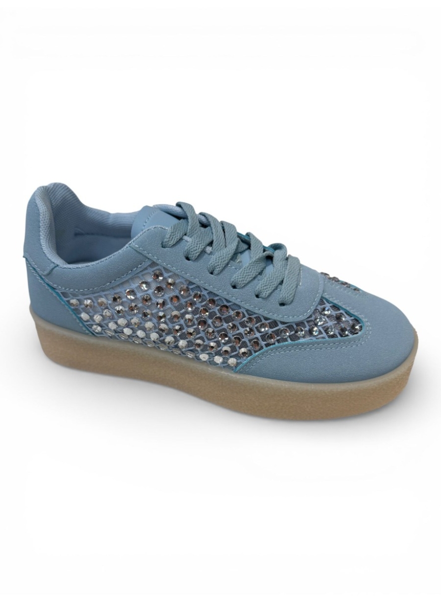 Sneaker met mesh en steentjes blue (9028)