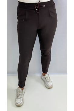 Soft broek met aansluitende broekspijp Angelia brown (HY371)