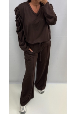 2-delig set van travelstof Paloma bruin