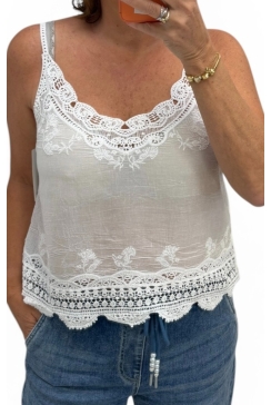 Uitlopende top met kant Josephine off-white