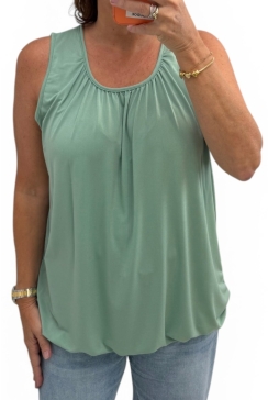 Basic ballon top in TRAVELSTOF uni jade groen BBT