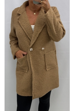 Mantel jas met knopen en zakken Trijntje camel