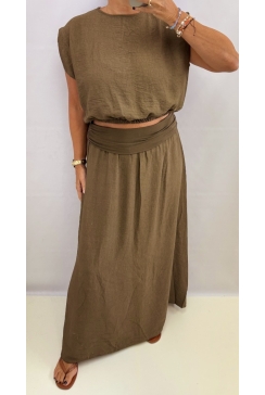 2-delig set met top en rok Jasmin choco