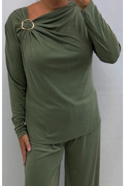 Blouse met LANGE mouw en gesp Holly army. tkd
