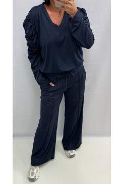 2-delig set van travelstof Paloma donker blauw