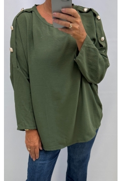 Blouse met knopen op de schouder Chrisje army