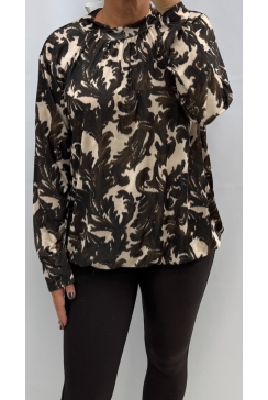 Shirt met lange mouw en opstaande kraag Jill Barok bruin