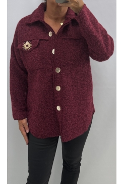 Jas met borstzak en knopen sunburst wijnrood