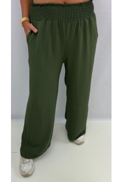 Broek met smock band aan de bovenzijde army