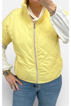 Bodywarmer met ruit en ZILVEREN rits geel