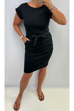 Strik koord jurk met zakjes Patries zwart