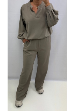 2-delig set met blouse en broek Stanny taupe
