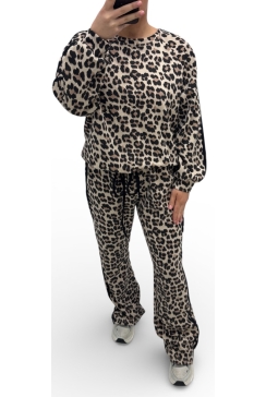 2-delig panterprint set met bies priscilla zwart