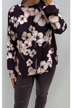 Shirt van DIKKERE stof en opstaande kraag Jill Japandi aubergine