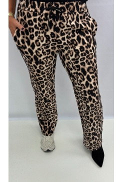 Soft broek met rechte broekspijp Angelia panterprint (HY387-2)