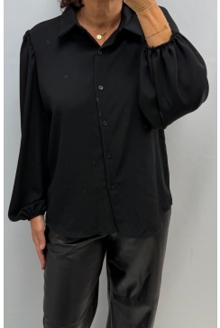 Blouse met knopen en lange mouw Tina zwart