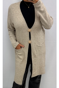 LANGER vest met zakjes starfish beige