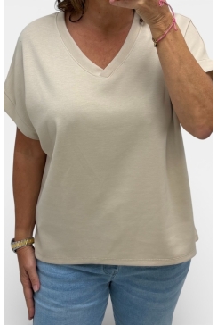 Basic soft shirt V-HALS beige