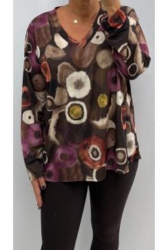 Shirt met lange mouw en v-hals Joyce Fungi bruin