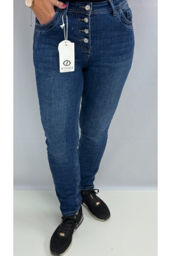 Karostar jeans met bloem motief op de knoop (K2802)