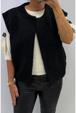 Mouwloos gilet curly Freekje zwart