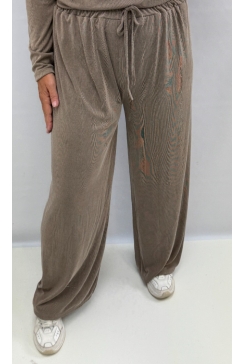 Broek met rechte broekspijp en koord Molly taupe. tkd