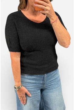 Zachte trui met ronde hals Alpaca zwart