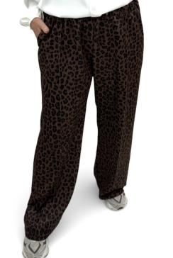 KLEINERE travelstof broek met panterprint Pantera bruin