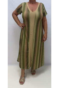 Jurk met v-hals van glitter MET MOUWTJE en boogjes army