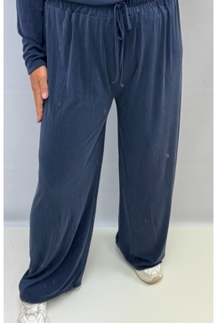 Broek met rechte broekspijp en koord Molly donker blauw. tkd