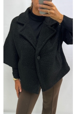 Jasje/vest met kraag en knoop Poppy zwart