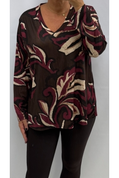 Shirt met lange mouw en v-hals Joyce Big paisley bruin