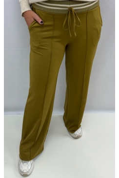 Travelstof broek met rechte broekspijp en bies Blizz curry. btsb