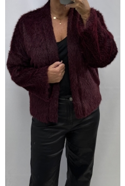 Imitatiebont jas/vest met lange mouw Lydie wijnrood SALE