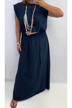2-delig set met top en rok Jasmin donker blauw