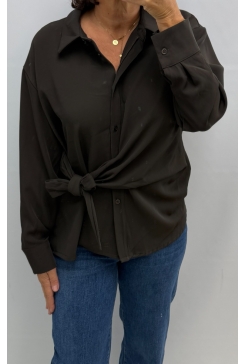 Blouse met strik aan de voorzijde Nancy bruin