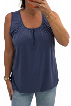 Basic ballon top in TRAVELSTOF uni jeans blauw BBT