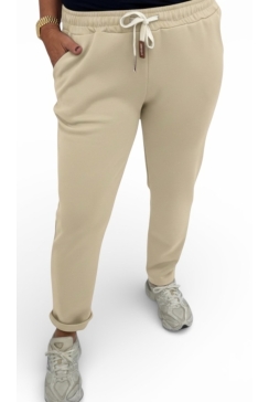 GROTERE Broek met koord in de taille Kate beige