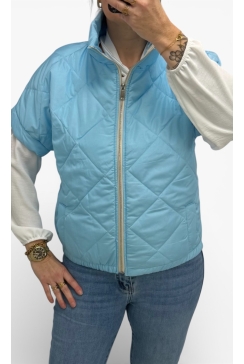 Bodywarmer met ruit en ZILVEREN rits blauw