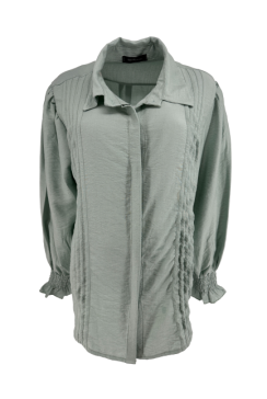 Blouse met smockmouw en plooien Marijn jade. SALE