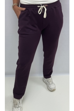 Broek met koord in de taille Kate burgundy (SWD)