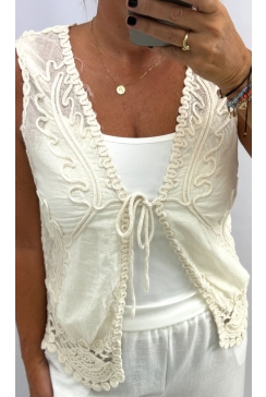 Mouwloos vestje met koord sluiting sweet girl beige (YSX78) (GBD)