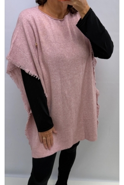 Poncho met ruit details en heart Corrie roze SALE. PTL